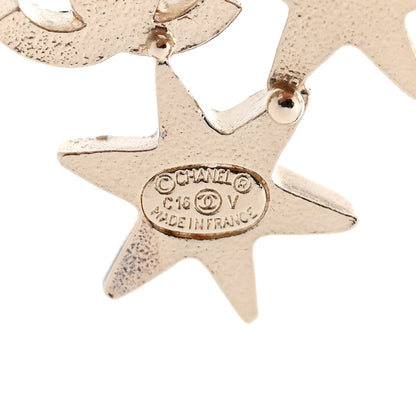 Chanel Crystal Pearl CC Star Earrings Gold 3 of 4