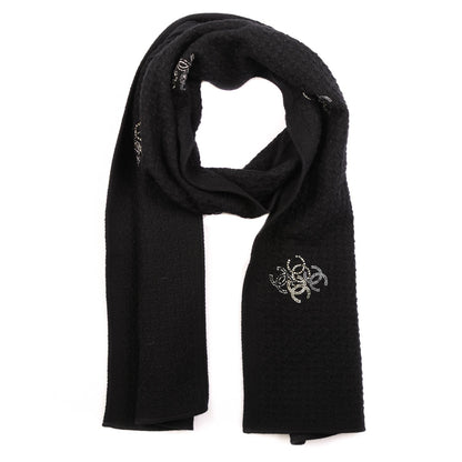 Chanel Cashmere Crystal Logo Scarf Black 1 of 4