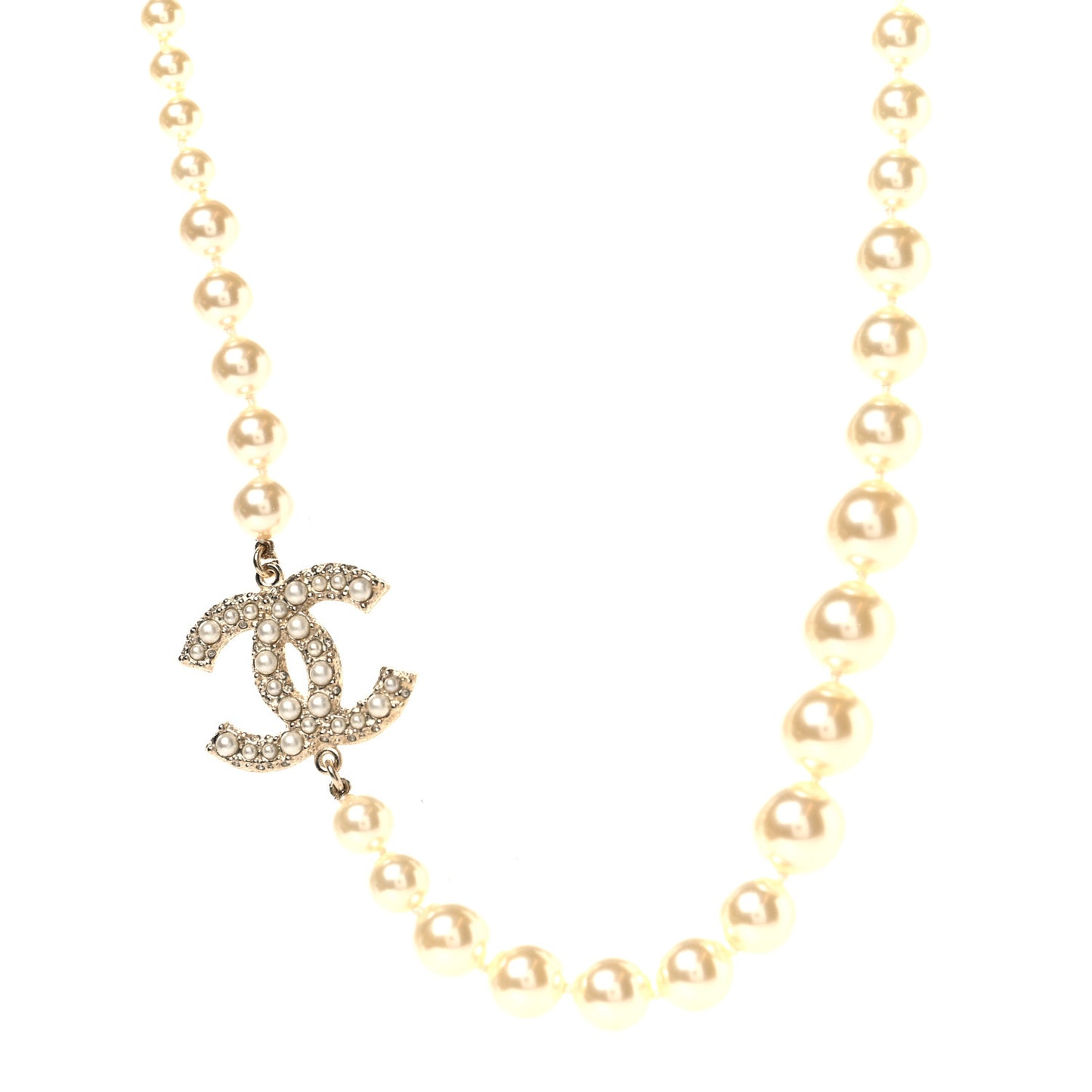Pearl CC 100th Anniversary Necklace Light Gold