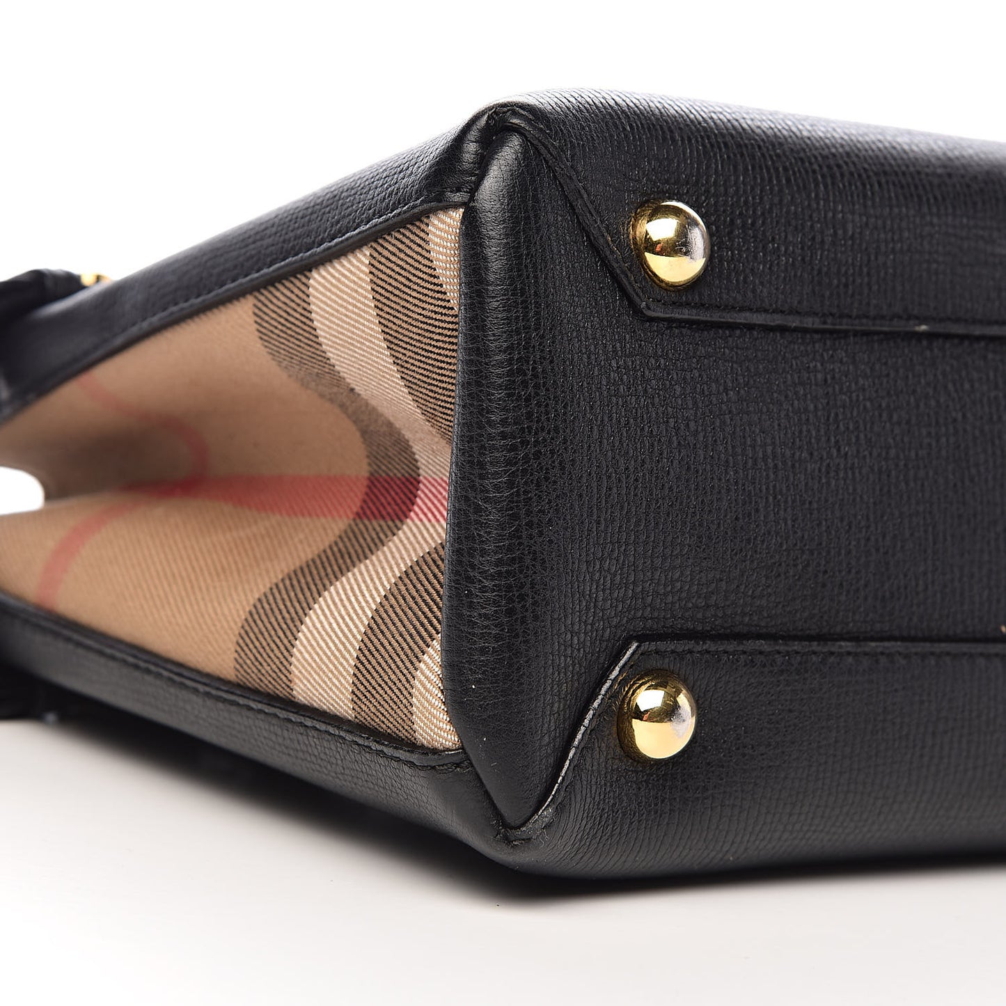 Grainy Calfskin House Check Small Banner Tote Black