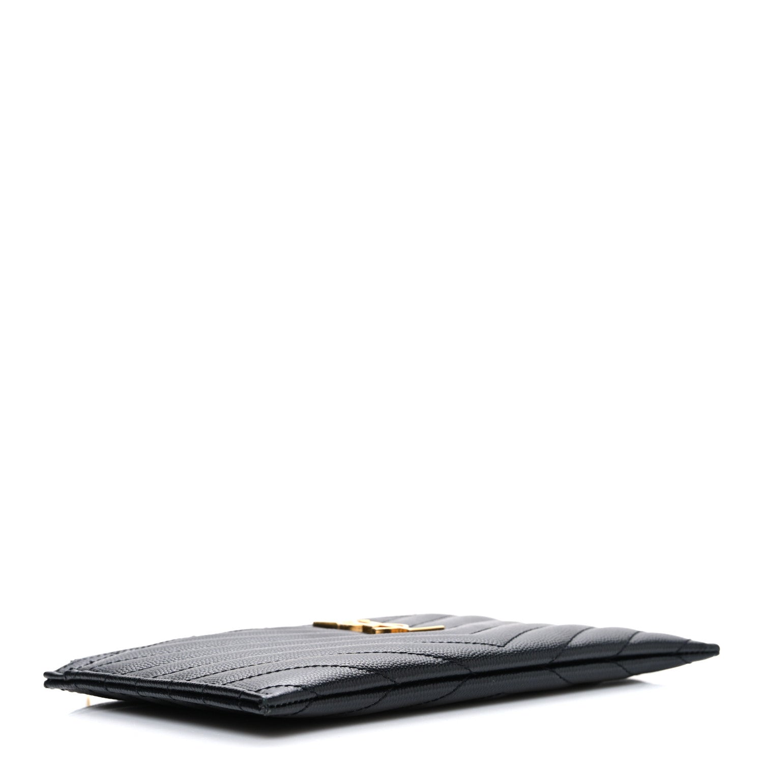 Saint Laurent Grain De Poudre Chevron Monogram Bill Pouch Black 4 of 7