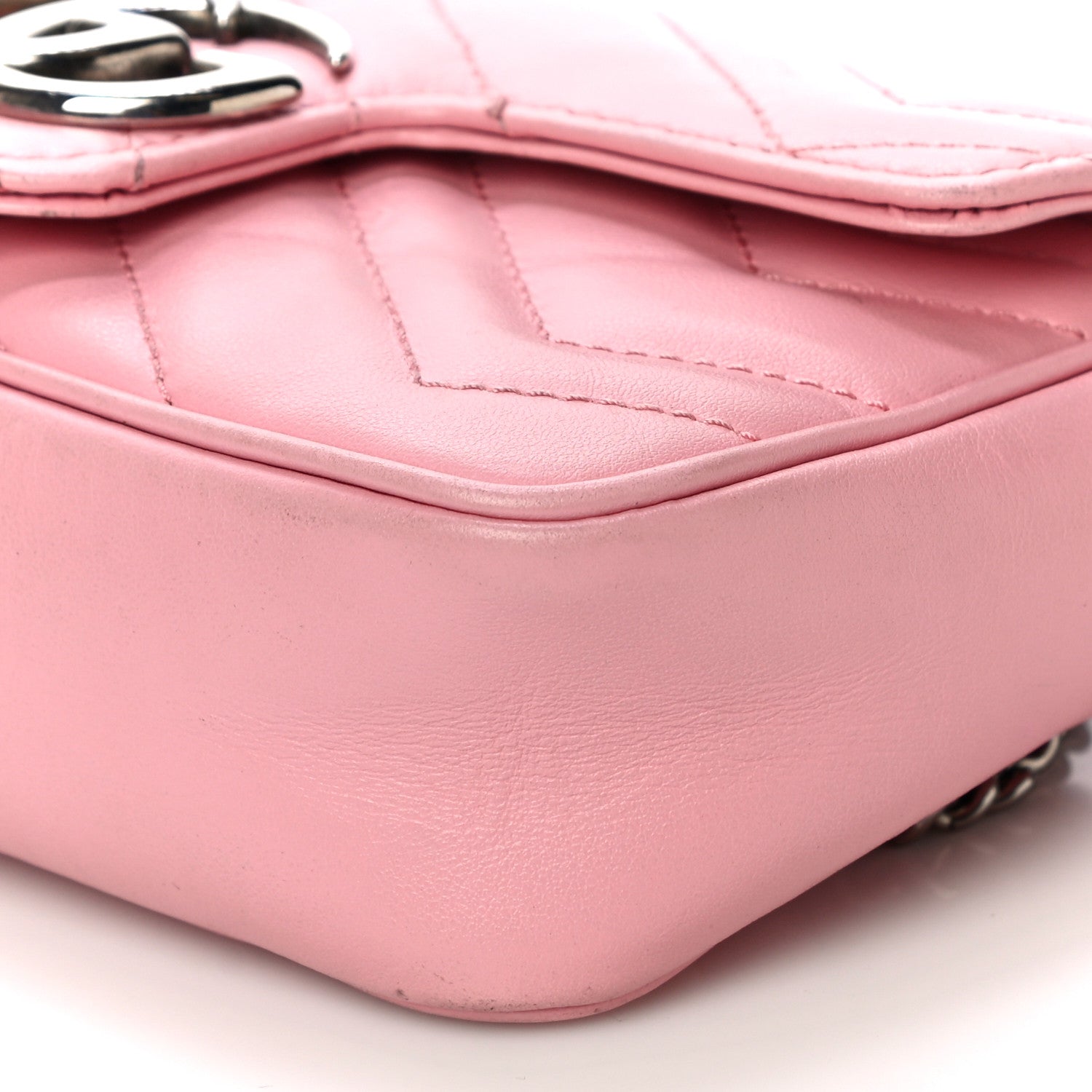 Gucci Calfskin Matelasse Super Mini GG Marmont Shoulder Bag Wild Rose 10 of 17