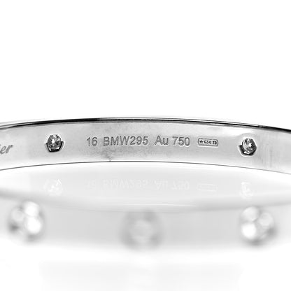 Cartier 18K White Gold 4 Diamond LOVE Bracelet 16 6 of 7