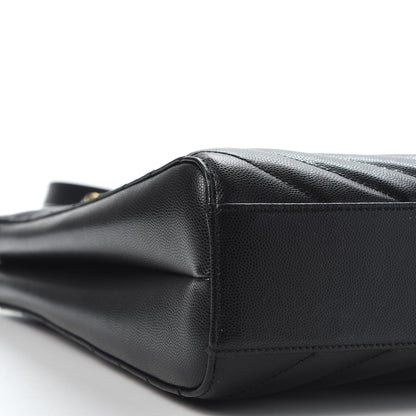 Saint Laurent Grain De Poudre Matelasse Chevron Medium Tribeca Shopping Bag Black 5 of 9