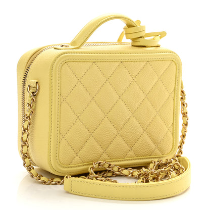 Chanel Caviar Quilted Small CC Filigree Vanity Case Yellow 2 of 9