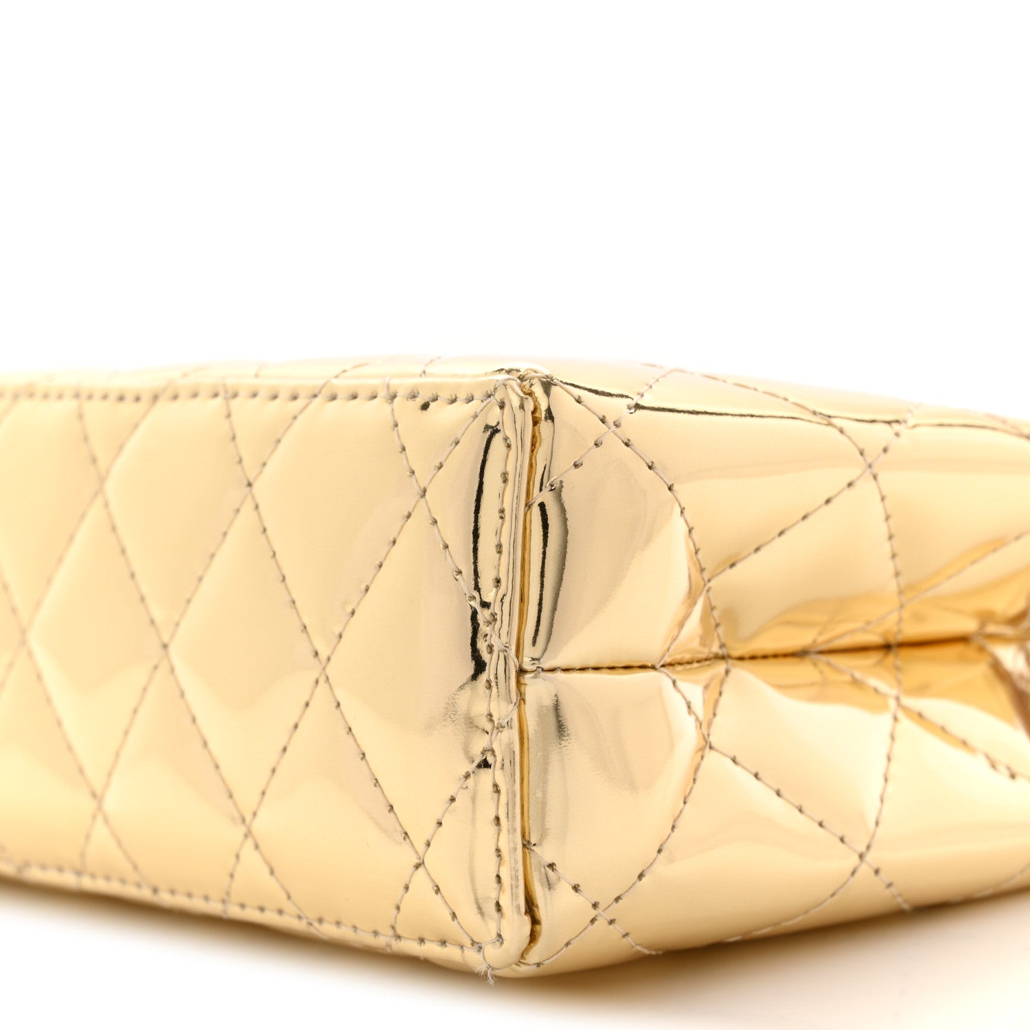 Chanel Mirror Calfskin Metallic Calfskin Quilted Nano Kelly Shopper Gold 10 of 12