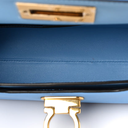 Salvatore Ferragamo Calfskin Trifolio Swing Top Handle Bag Blue 4 of 7