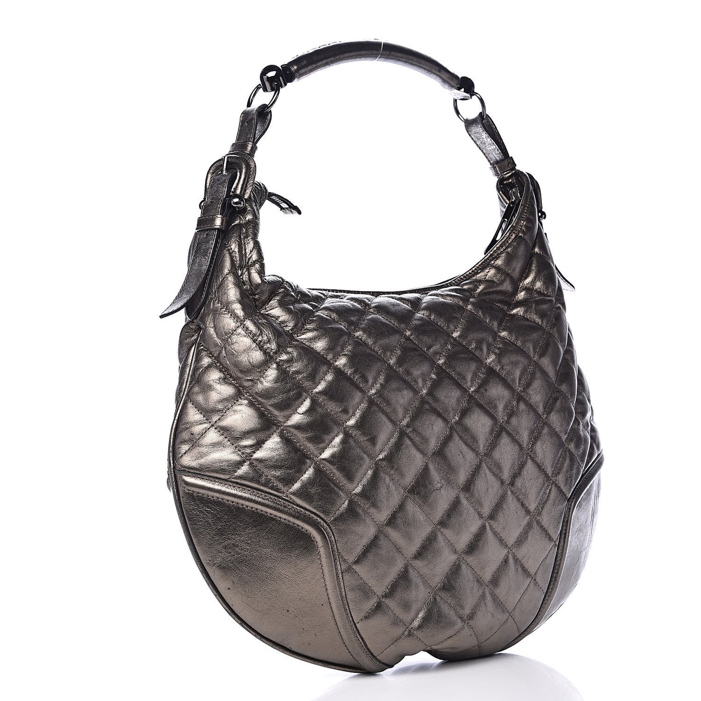 Metallic Calfskin Quilted Hoxton Hobo Nickel