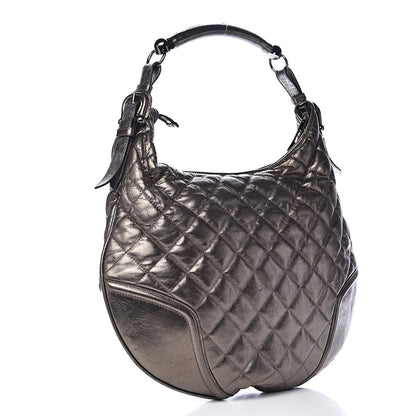 Burberry Metallic Calfskin Quilted Hoxton Hobo Nickel 3 of 16