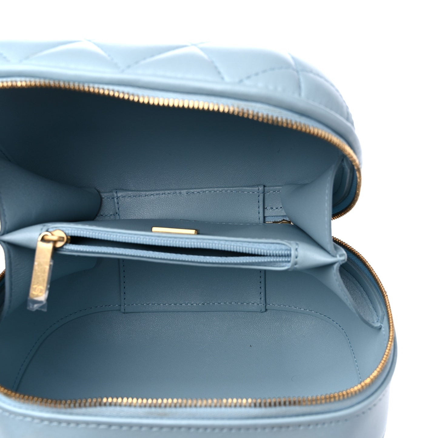 Lambskin Quilted Small CC Bubble Vanity Case Light Blue
