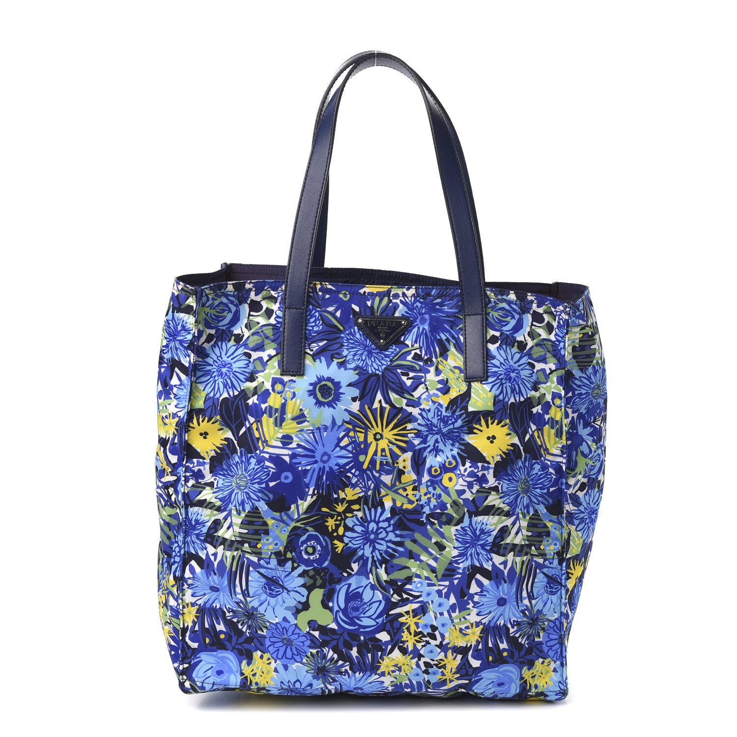 Prada Tessuto Nylon Saffiano Floral Print Tote Bluette Dis Primule 1 of 10