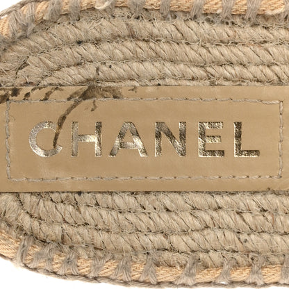 Chanel Denim CC Espadrille Mules 37 Beige Black 8 of 9