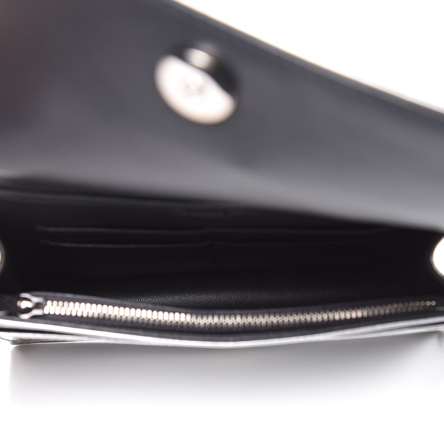 Christian Dior Metallic Patent Micro-Cannage Diorama Wallet on Chain Pouch Silver 7 of 10