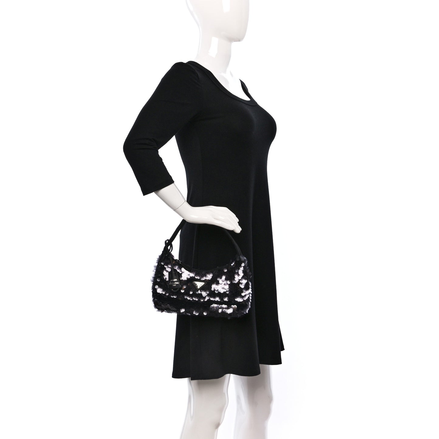 Sequin Mini Re-Edition 2000 Bag Black