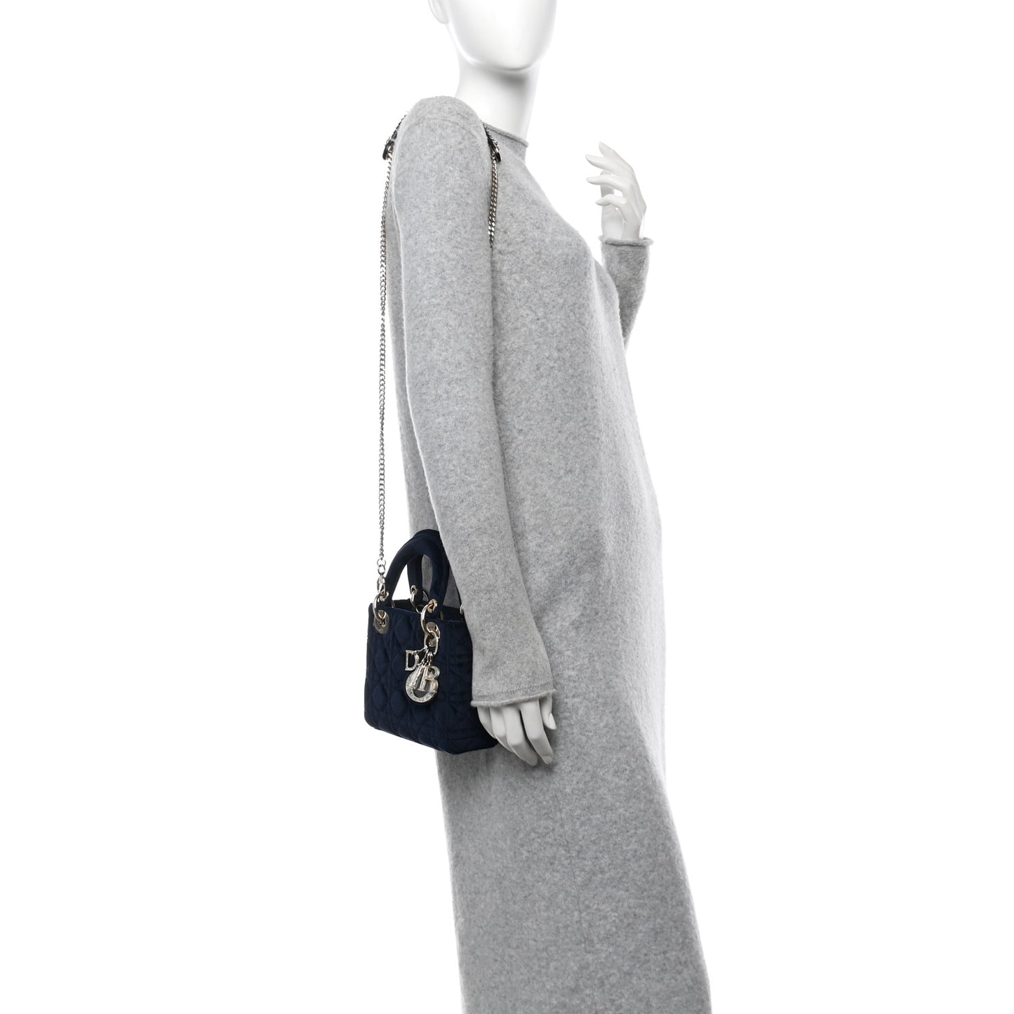 Velvet Mini Lady Dior Navy Blue