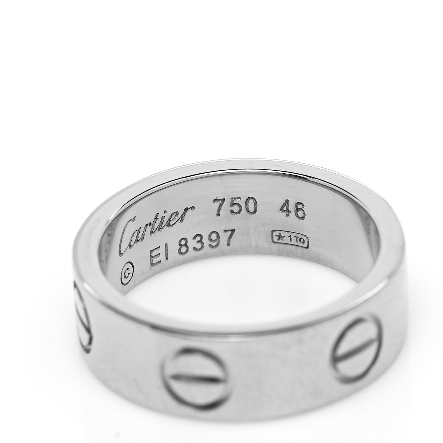 Cartier 18K White Gold 5.5mm LOVE Ring 46 3.75 8 of 8