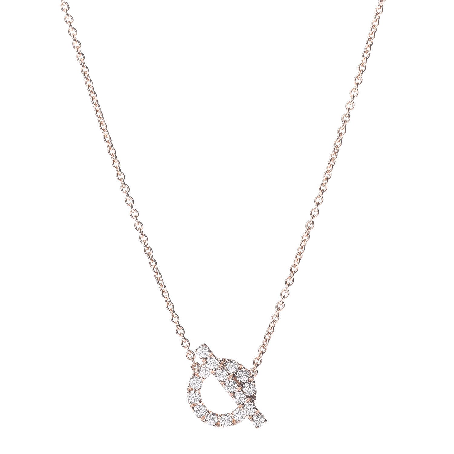 Hermes 18K Rose Gold Diamond Finesse Pendant Necklace 1 of 4