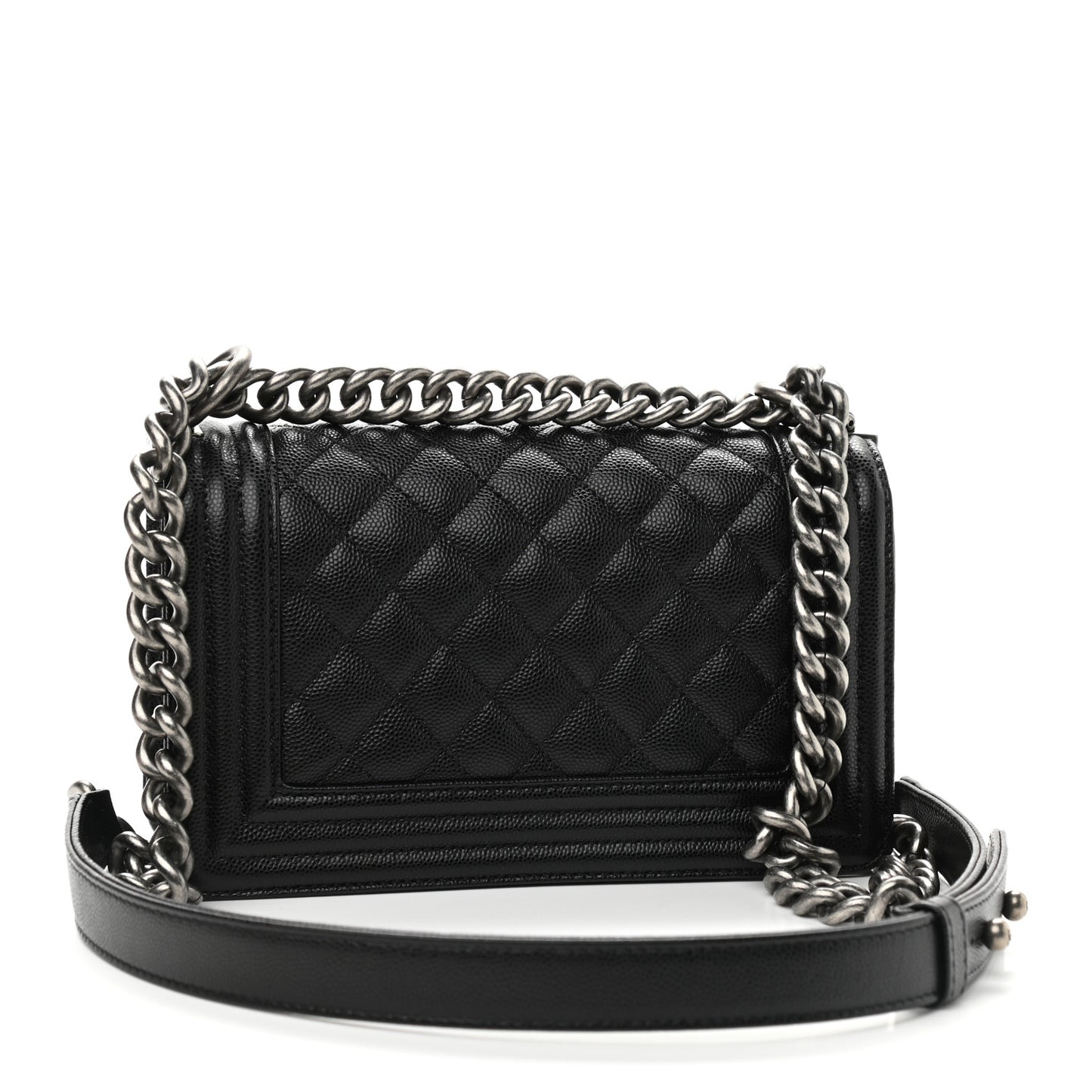 Caviar Quilted Small Boy Flap Black