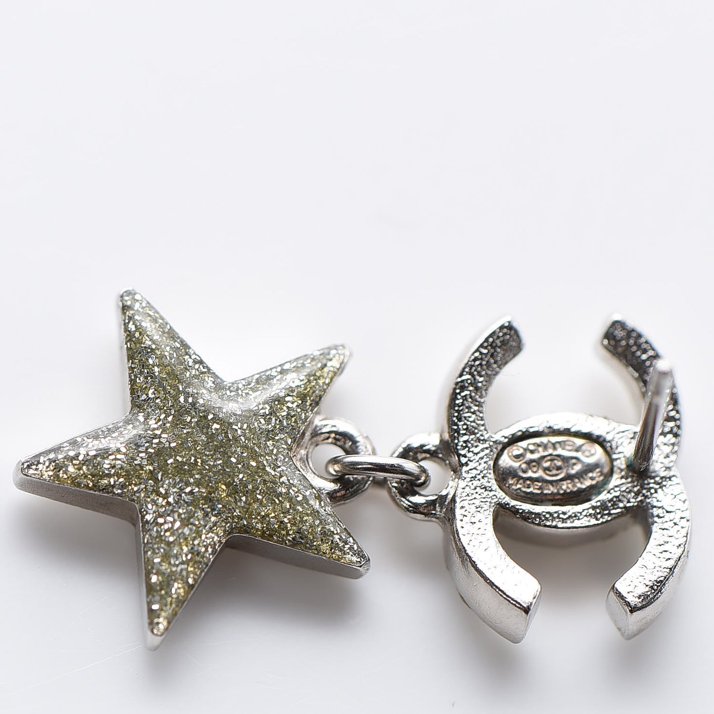 Crystal CC Star Drop Earrings Silver