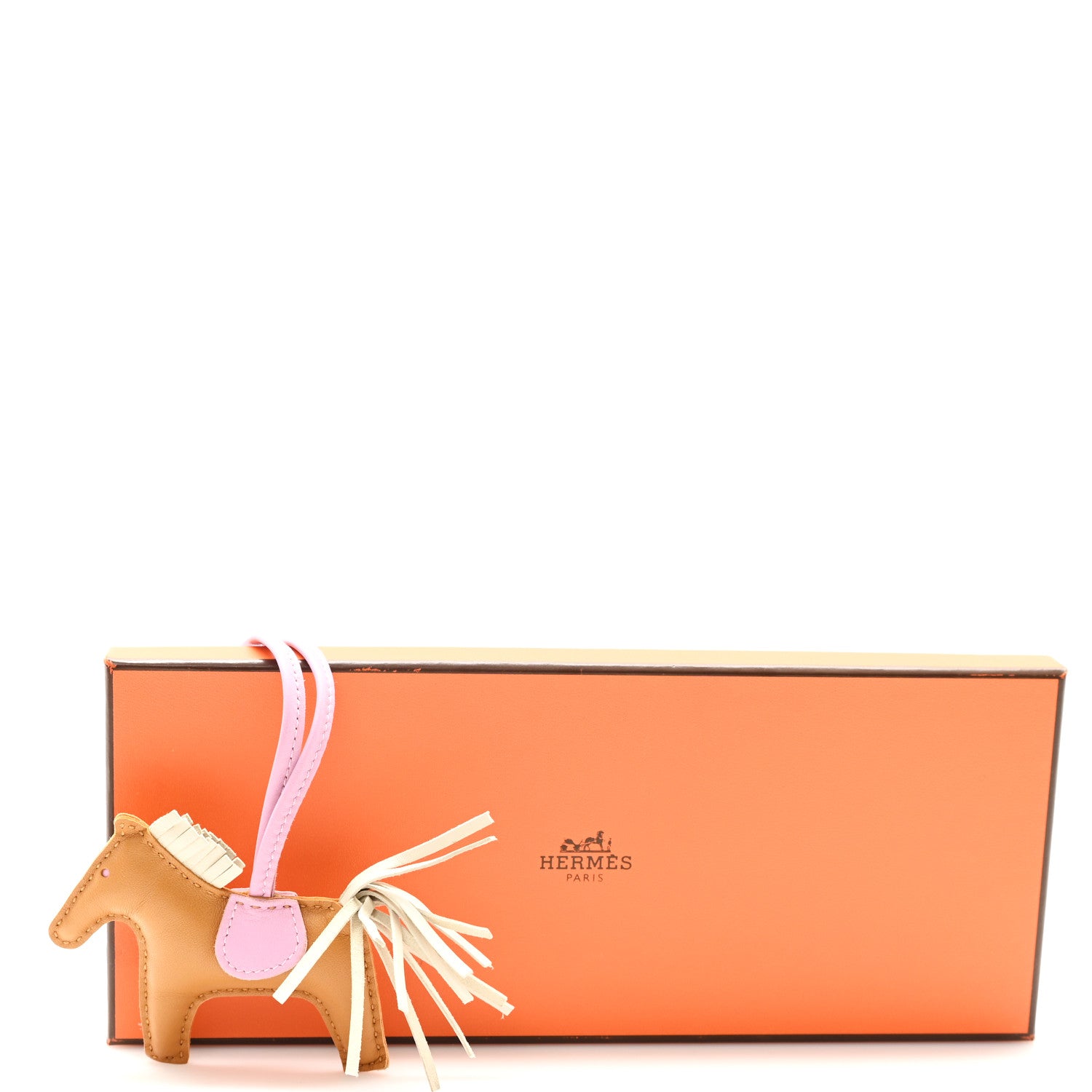 Hermes Milo Lambskin Grigri Rodeo Horse Bag Charm PM Sesame Mauve Sylvestre Craie 4 of 4