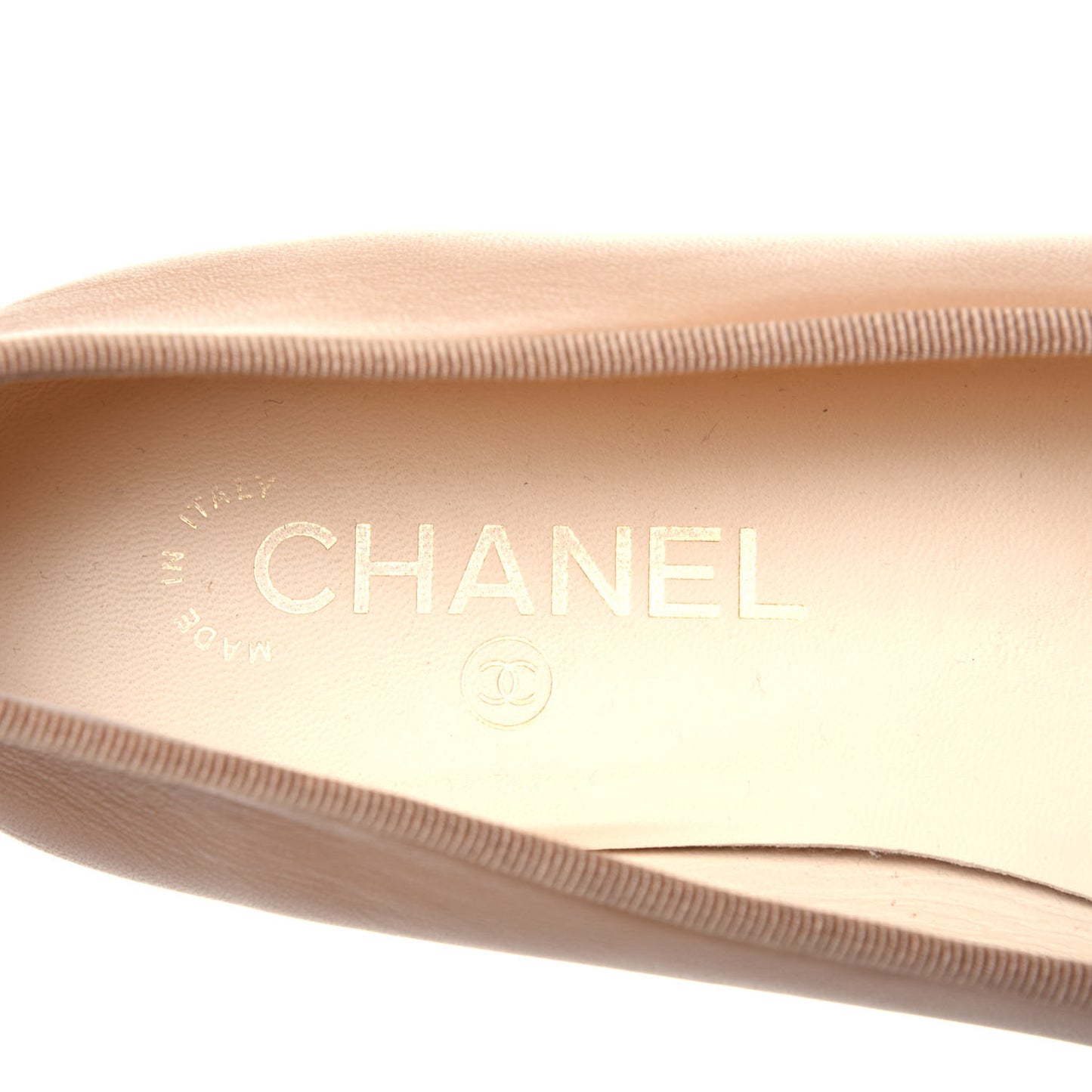Lambskin Cap Toe CC Ballerina Flats 41 Beige