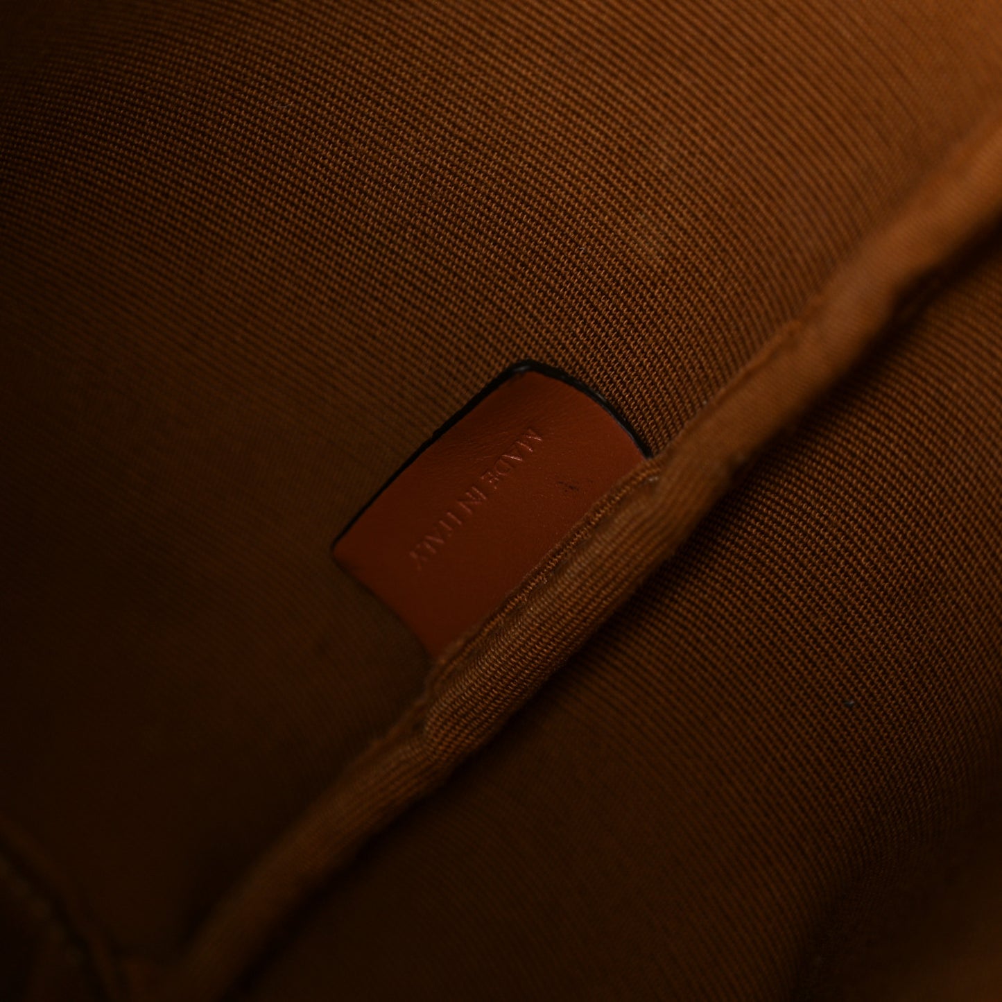 Triomphe Canvas Calfskin Medium Bucket Bag Tan