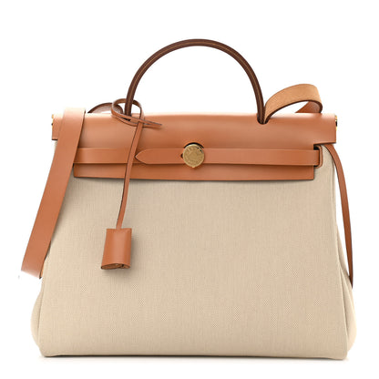 Hermes Vache Hunter Toile Herbag Zip 31 PM Trench Gold 1 of 9