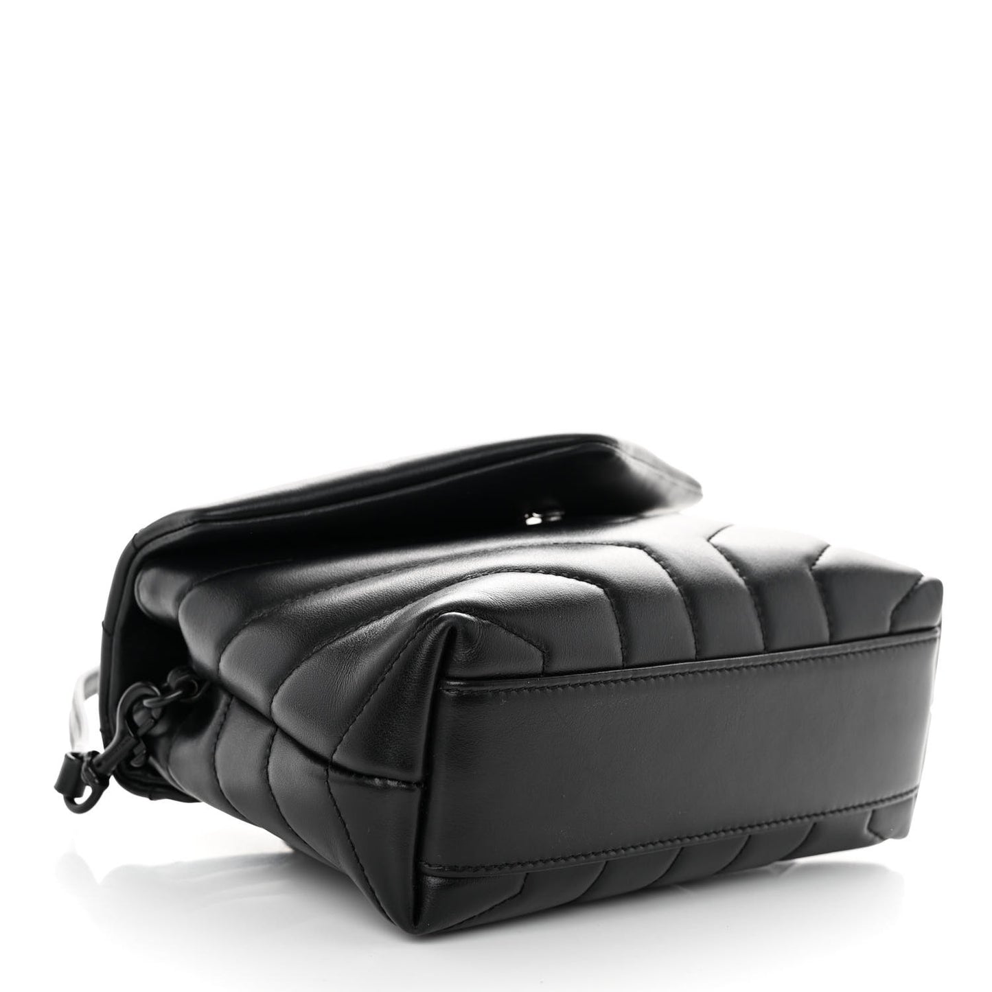 Calfskin Y Quilted Monogram Monochrome Toy Loulou Crossbody Bag Black