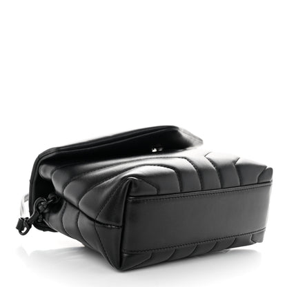 Saint Laurent Calfskin Y Quilted Monogram Monochrome Toy Loulou Crossbody Bag Black 3 of 8