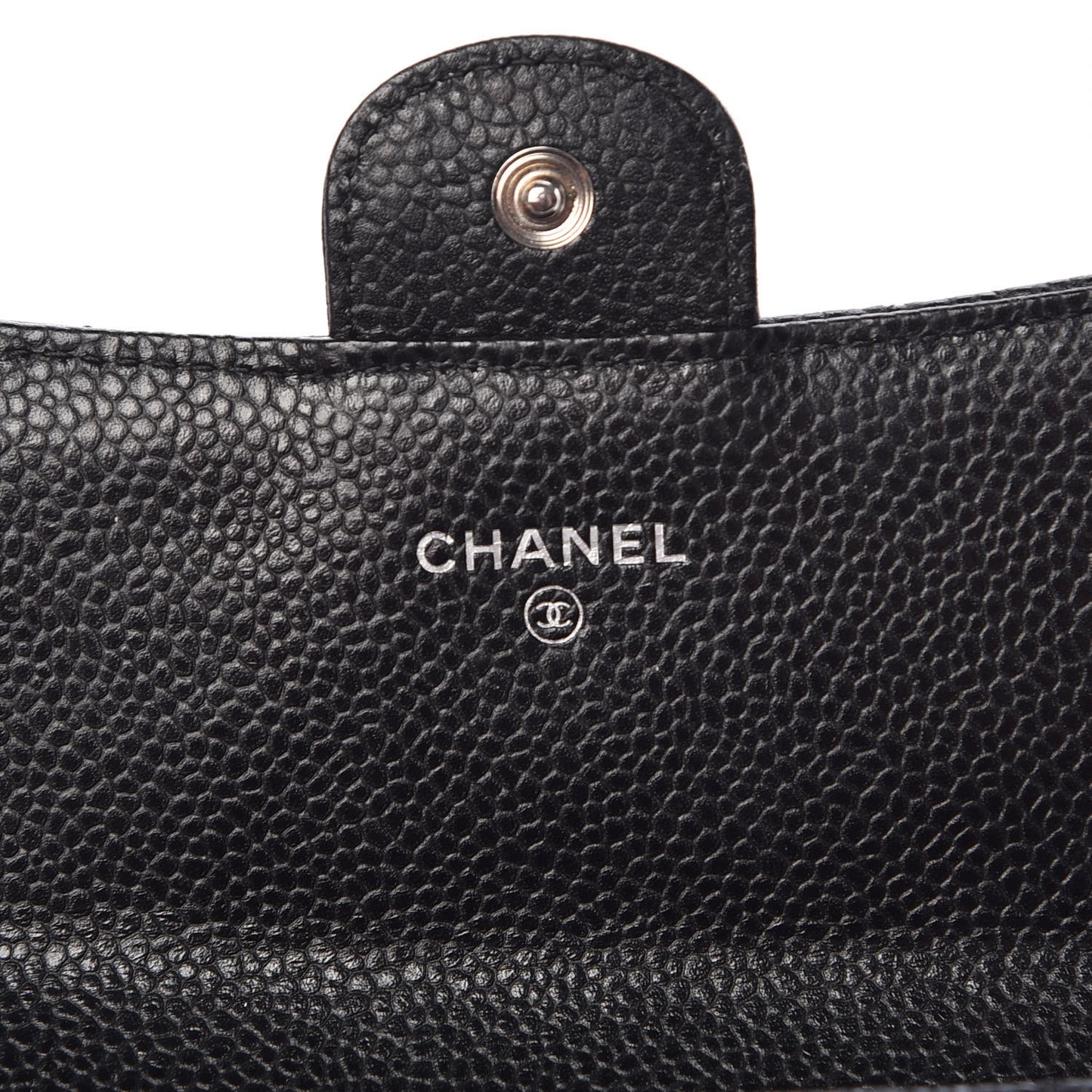 Caviar Quilted Large Gusset Flap Wallet Black
