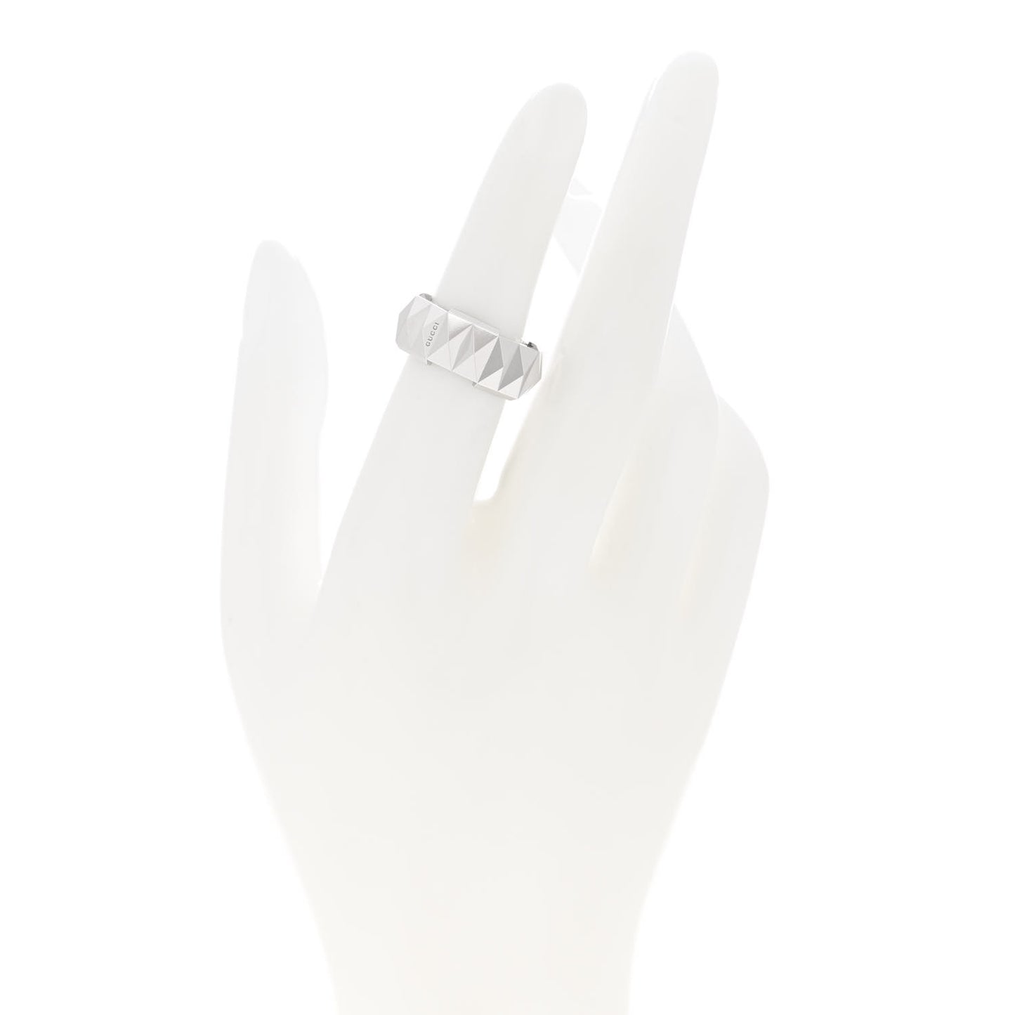18K White Gold 9mm Link To Love Stud Ring 51 5.75
