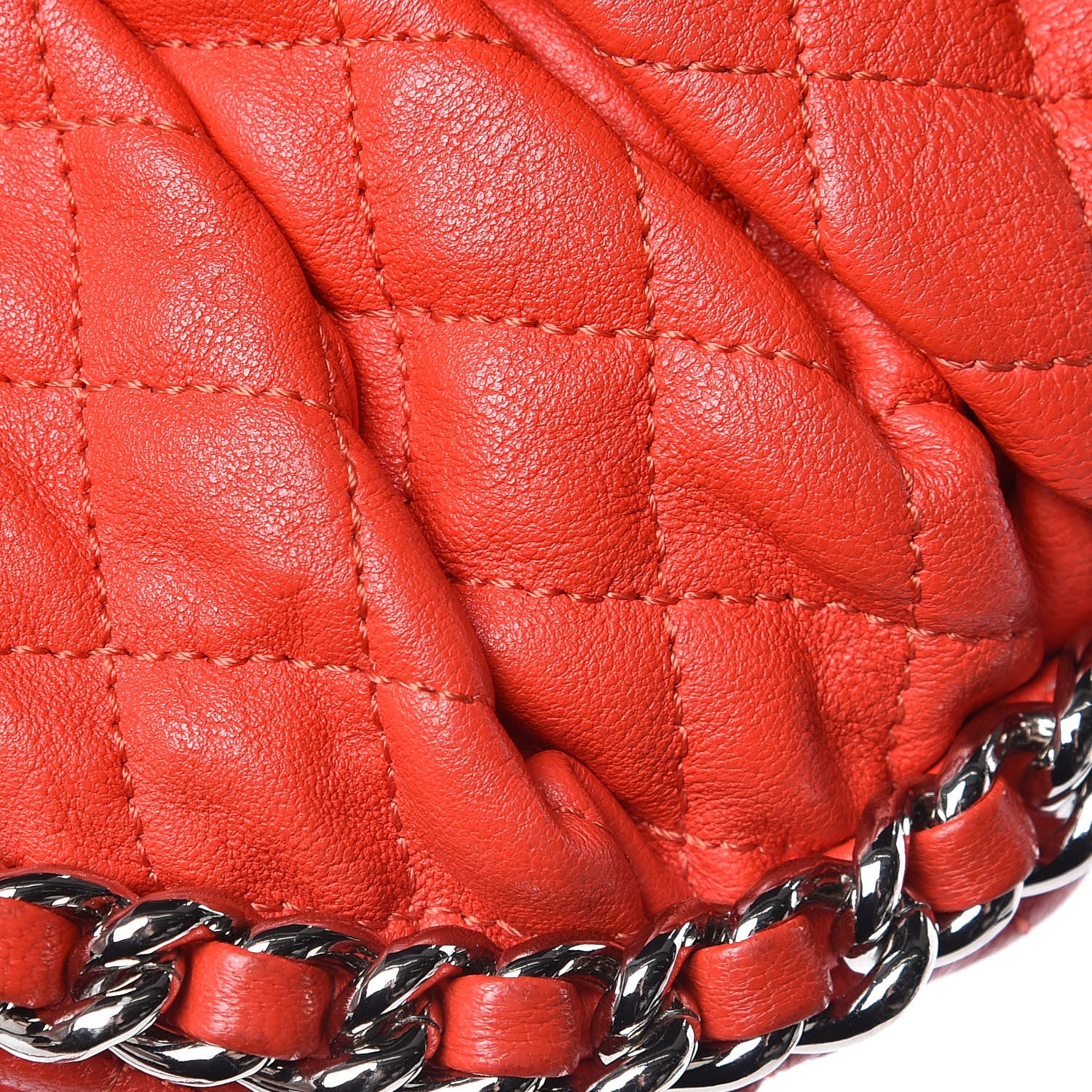 Chanel Washed Lambskin Mini Chain Around Messenger Red 16 of 17