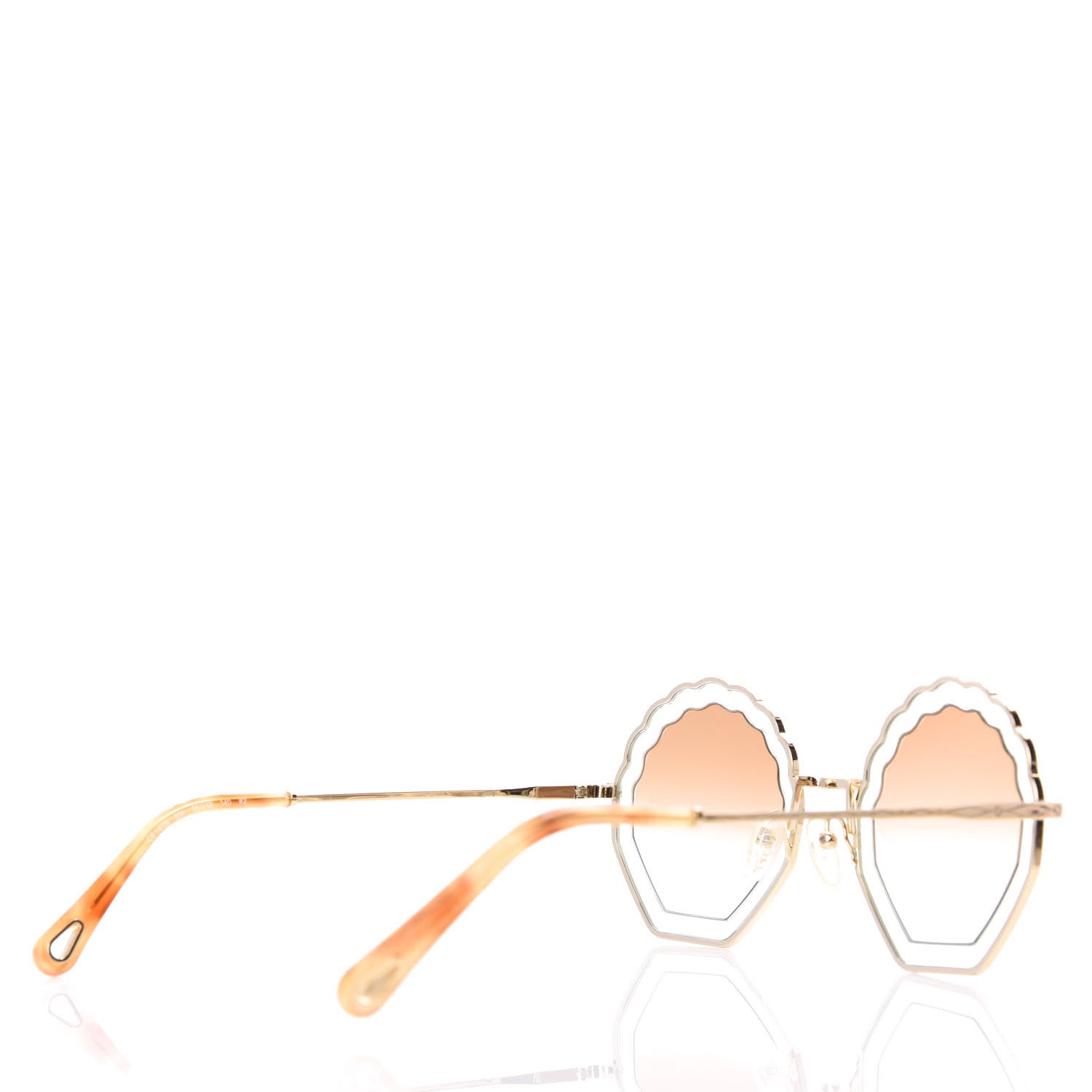 Chloe Metal Scalloped Sunglasses CE147S Gold Brown 4 of 7