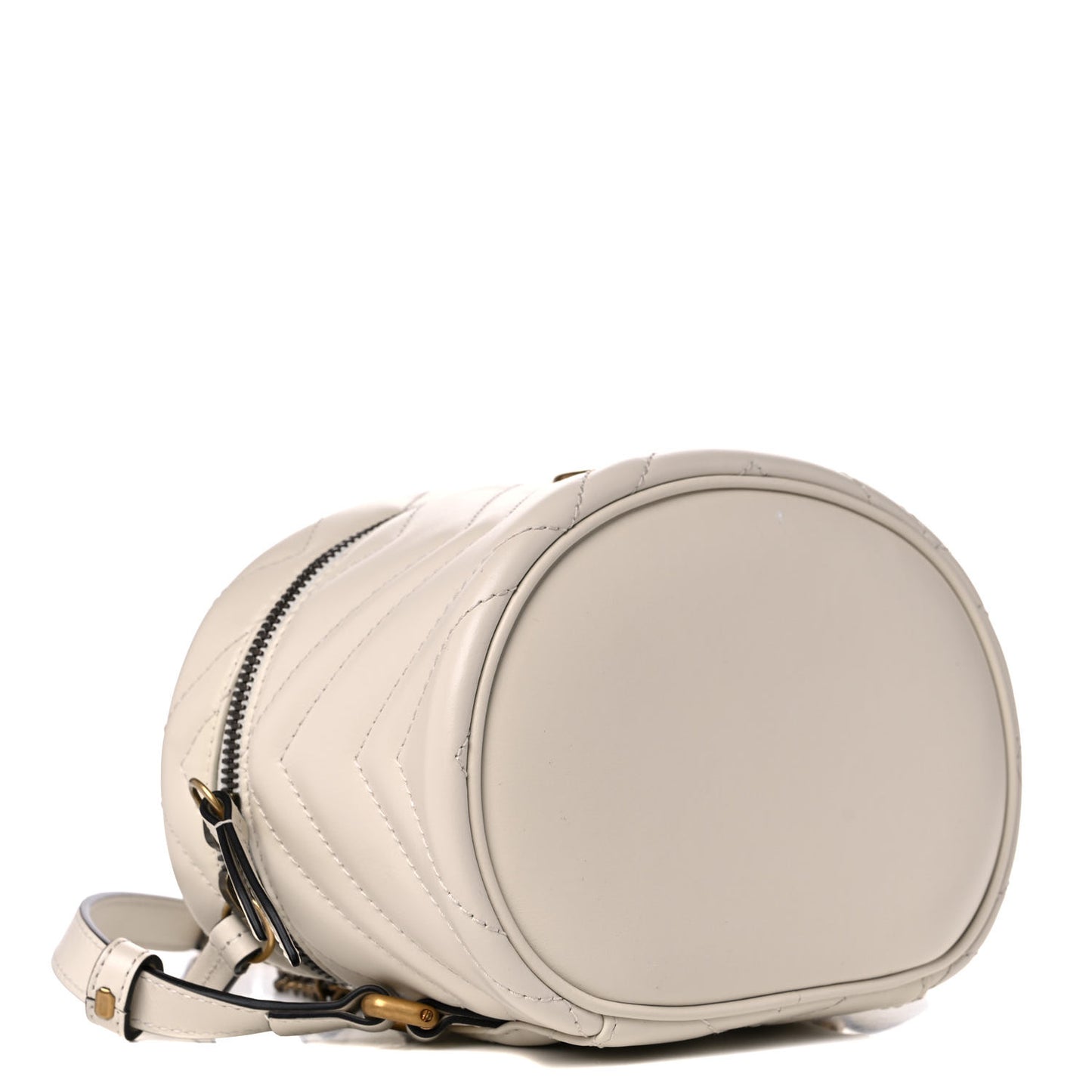 Calfskin Matelasse Mini GG Marmont Round Backpack White