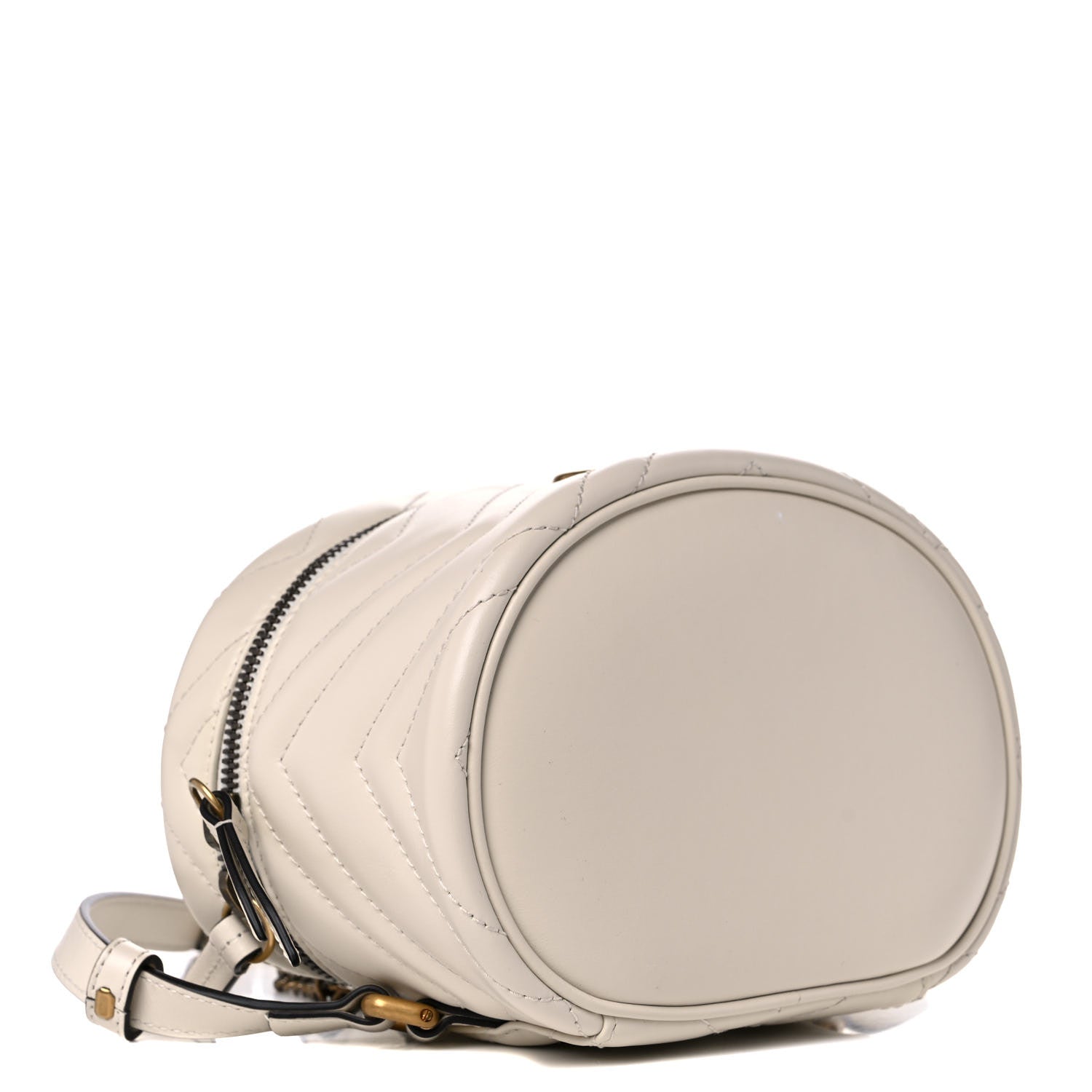 Gucci Calfskin Matelasse Mini GG Marmont Round Backpack White 4 of 11