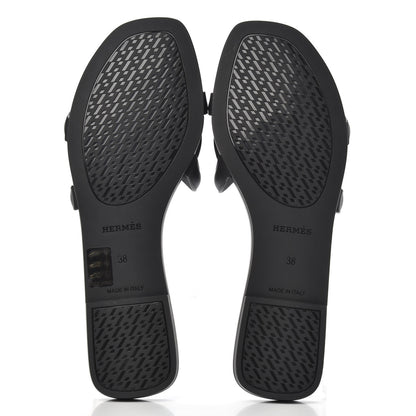 Hermes Rubber Aloha Sandals 38 Black 5 of 8