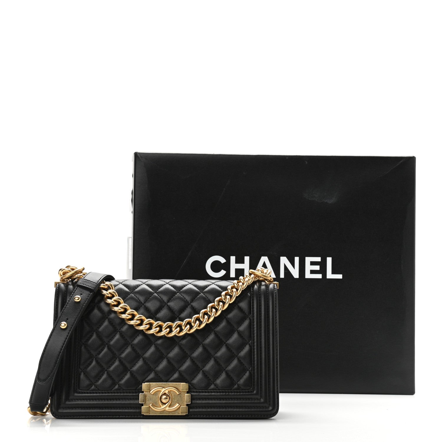 Chanel Lambskin Quilted Medium Boy Flap Black 12 of 12