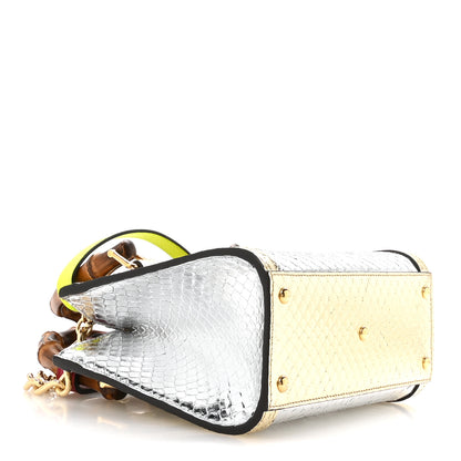 Gucci Metallic Snakeskin Mini Diana Tote Bag Silver Platino 4 of 10