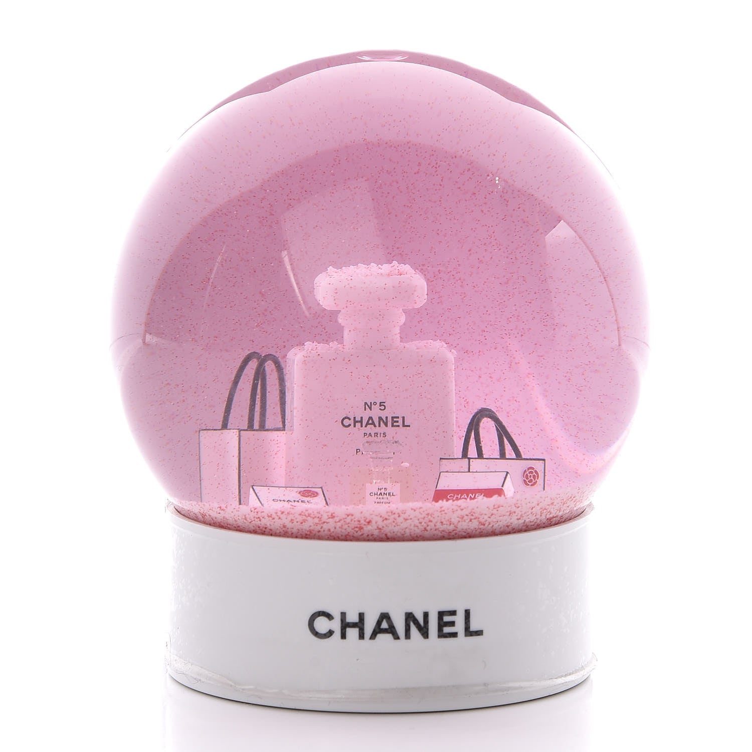 Chanel Glass N°5 Perfume Bottle Snow Globe Pink 1 of 4