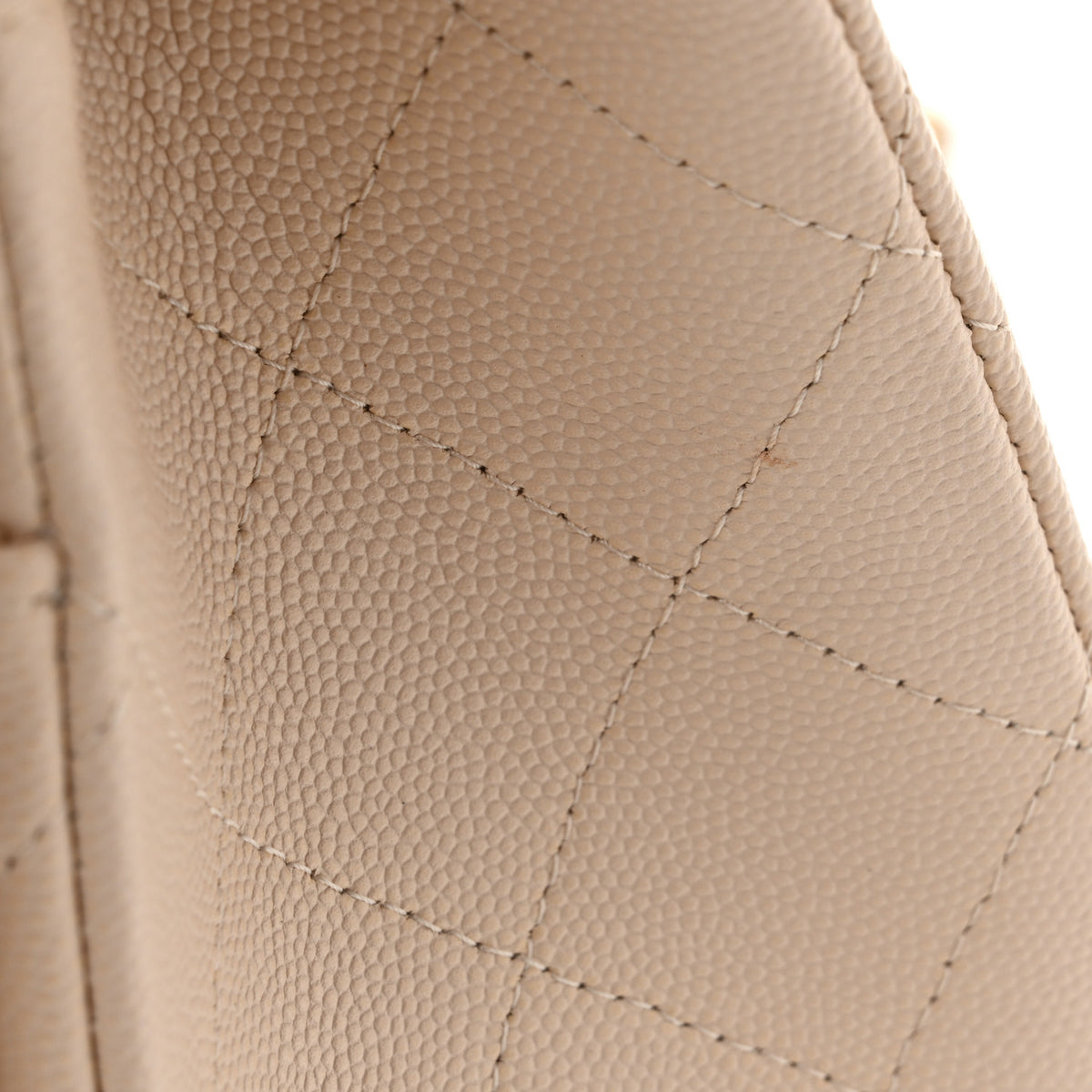 Caviar Quilted Jumbo Double Flap Light Beige