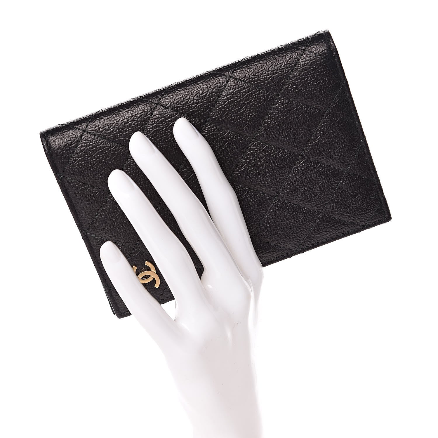 Chanel Letter Calfskin Embossed Quilted Passport Holder Black 2 of 8