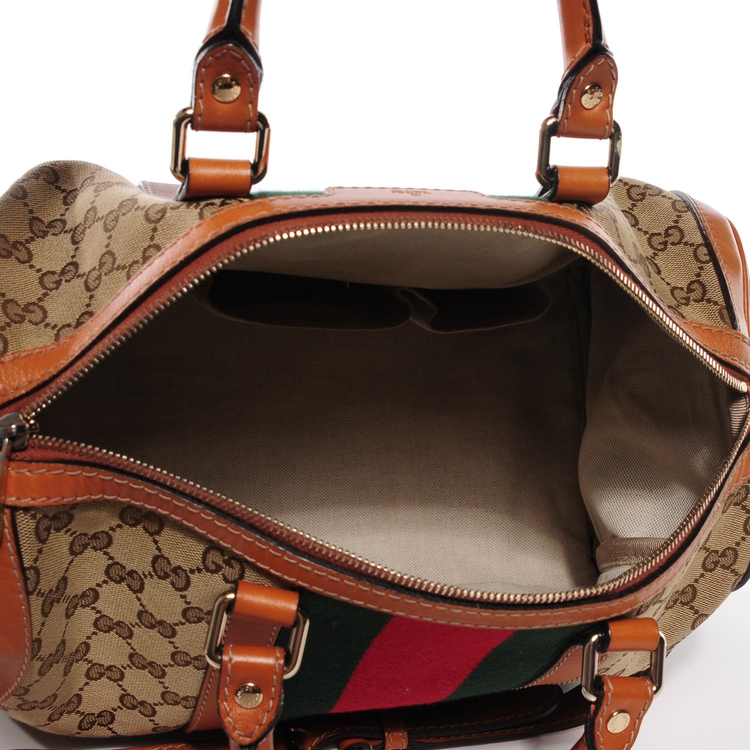 Gucci Monogram Vintage Web Medium Boston Tobacco 8 of 8