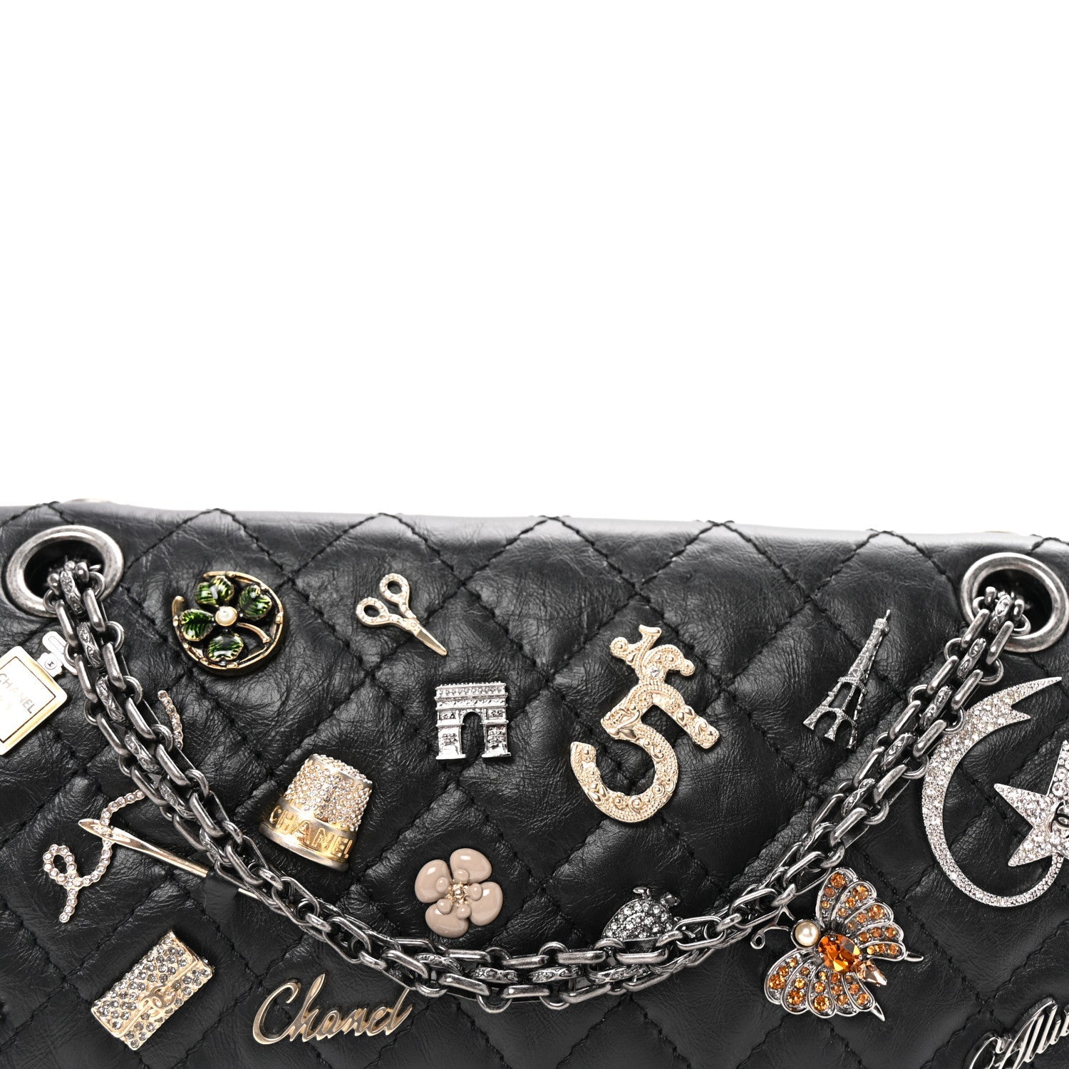 Chanel Aged Calfskin Lucky Charms 2.55 Reissue 225 Flap Black 8 of 10