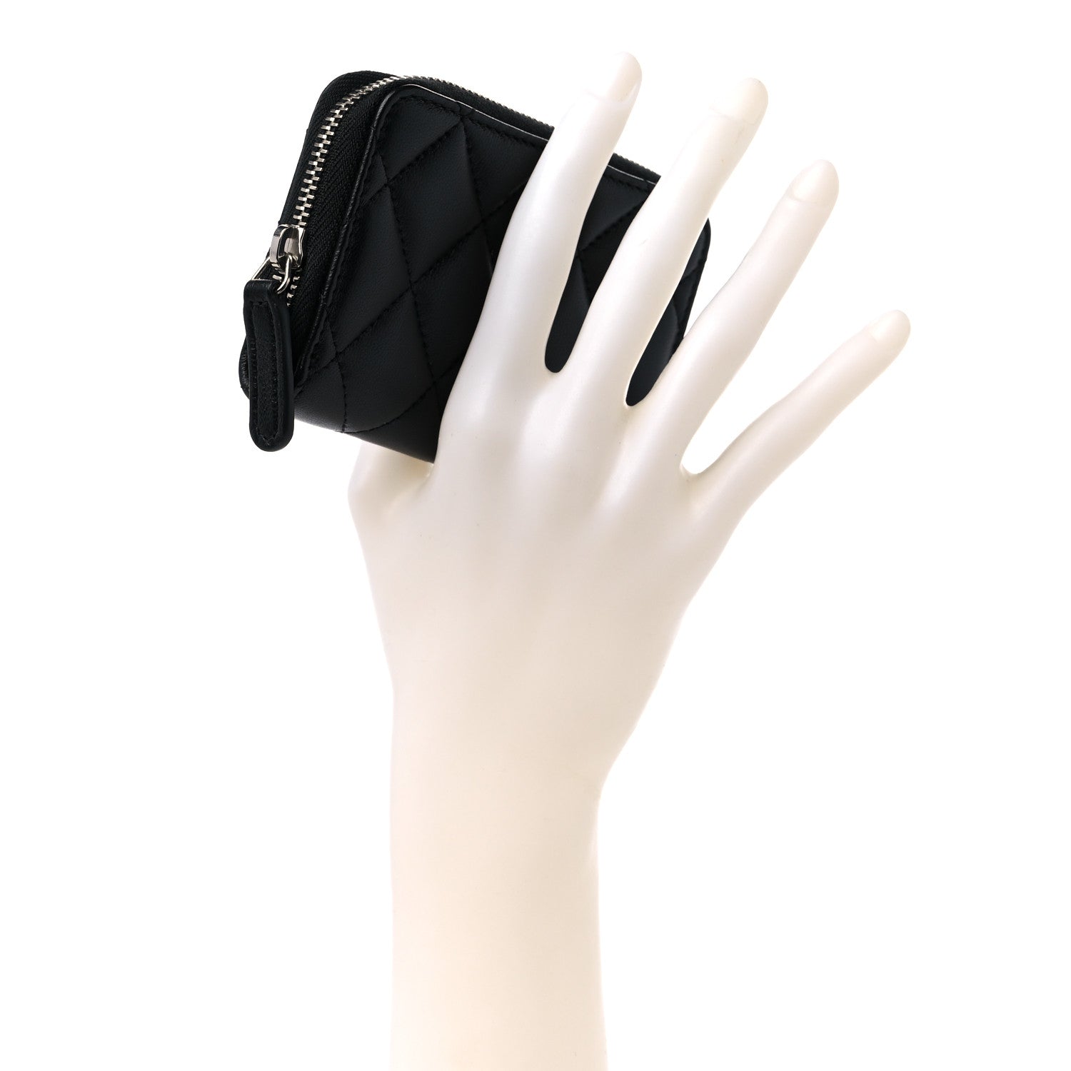 Chanel Lambskin Quilted Zip Coin Purse Black 2 of 10