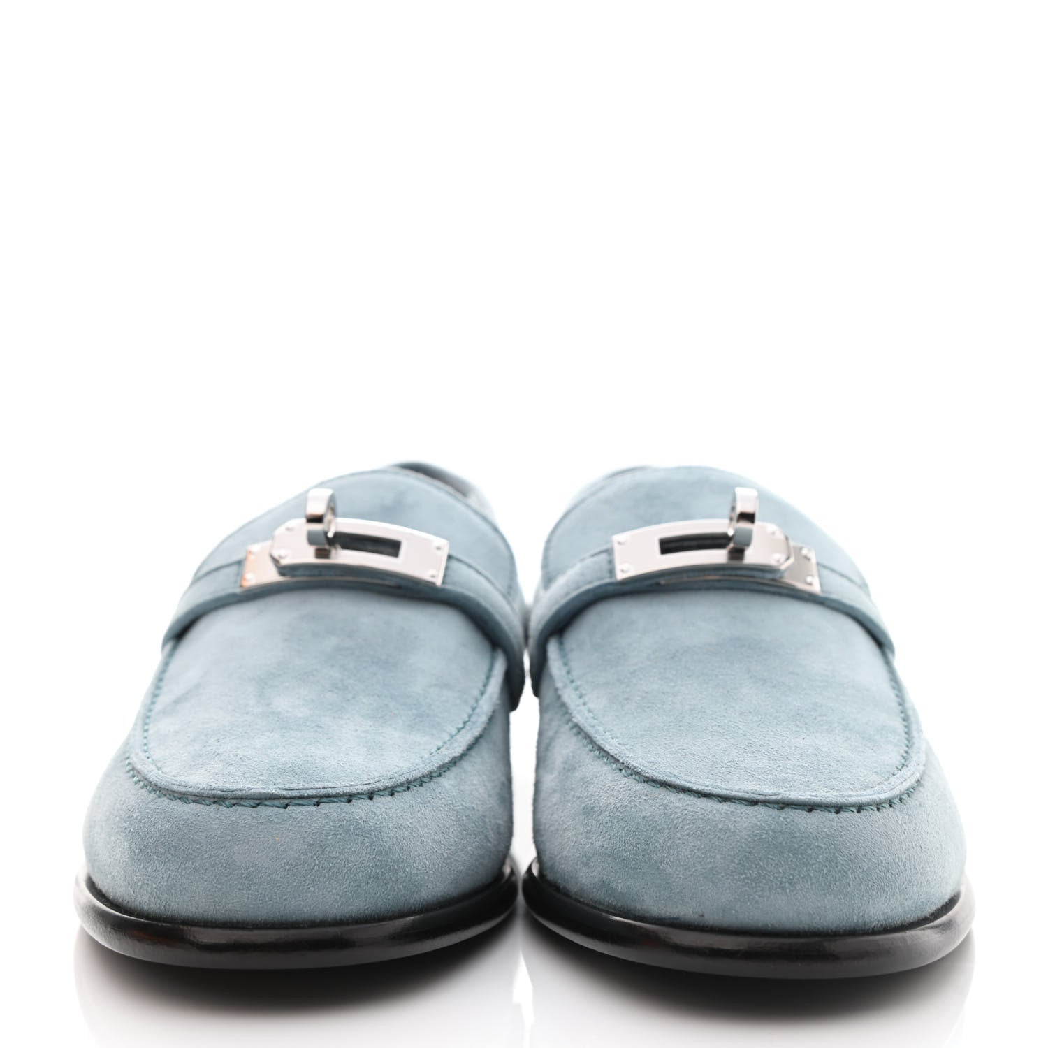 Hermes Suede Goatskin Womens Destin Loafer 36 Vert d'eau 2 of 9
