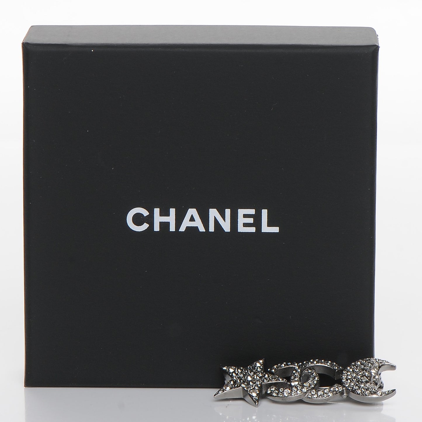 Crystal Star Moon CC Brooch Silver