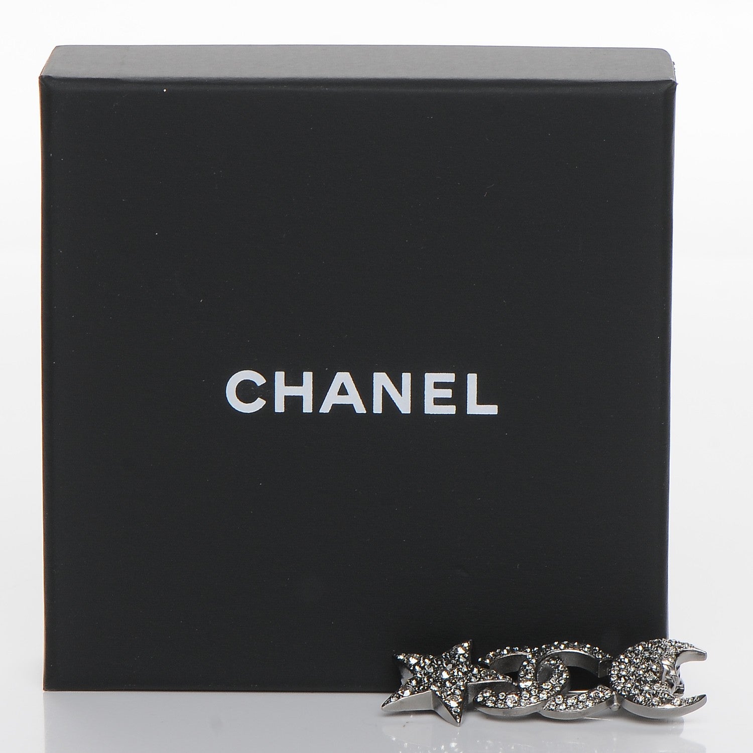 Chanel Crystal Star Moon CC Brooch Silver 5 of 5