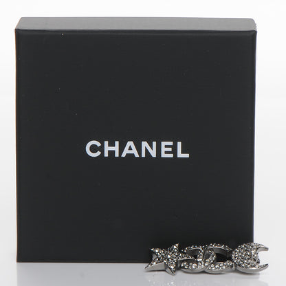Chanel Crystal Star Moon CC Brooch Silver 5 of 5