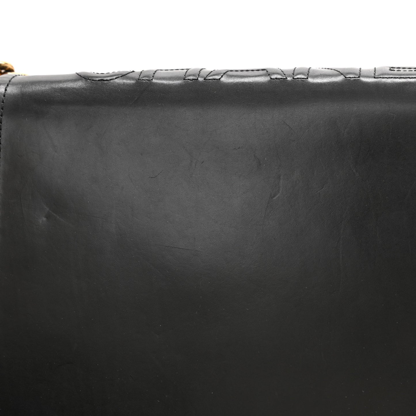 Glazed Calfskin Large Boy Flap Black