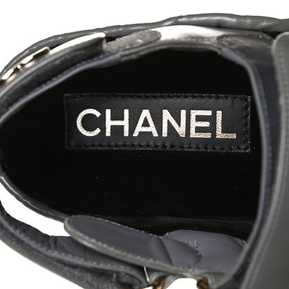 Chanel Shiny Calfskin Logo Platform Sandals 38 Grey 9 of 12